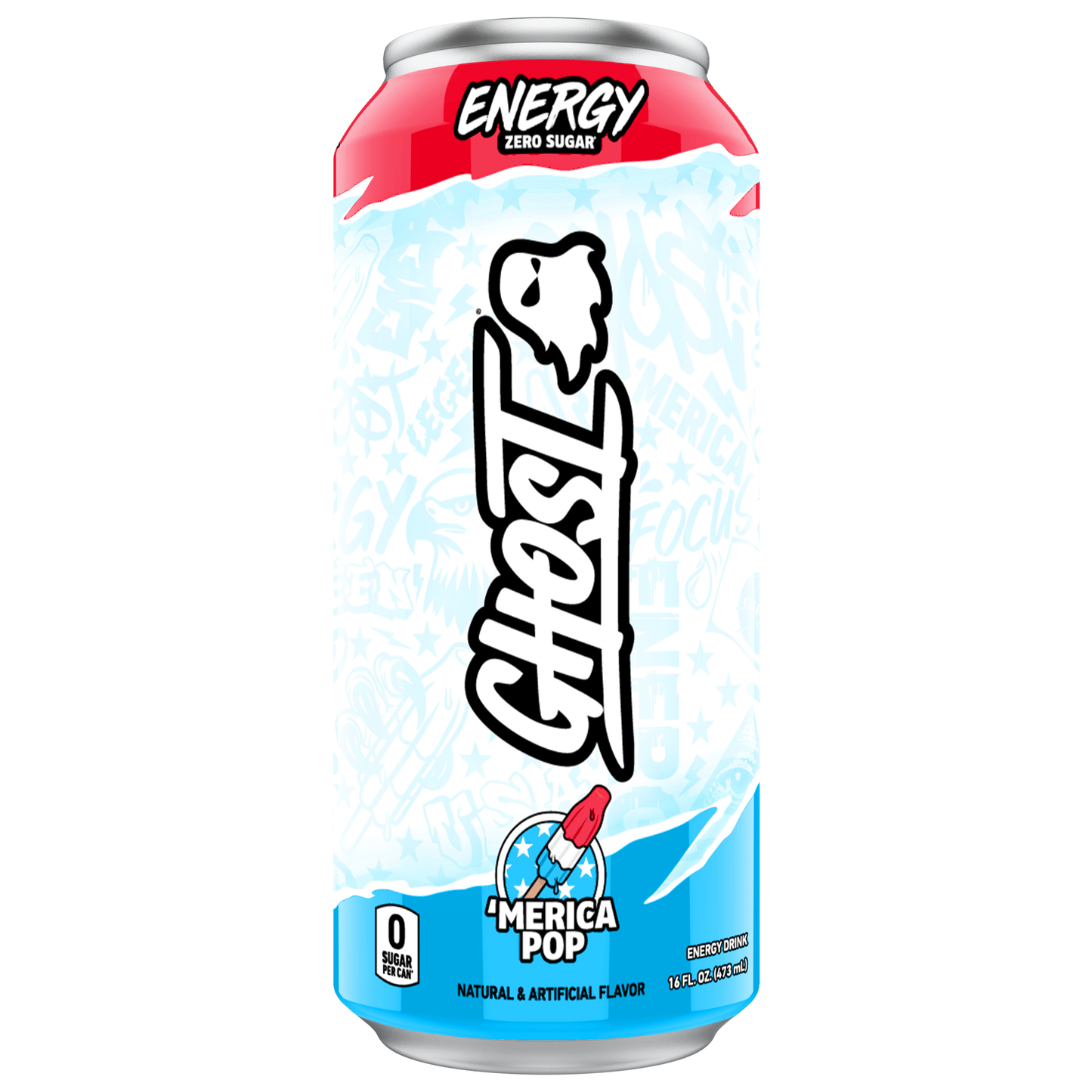 Ghost Zero Sugar Energy Drink, Merica Pop, 16 fl oz can