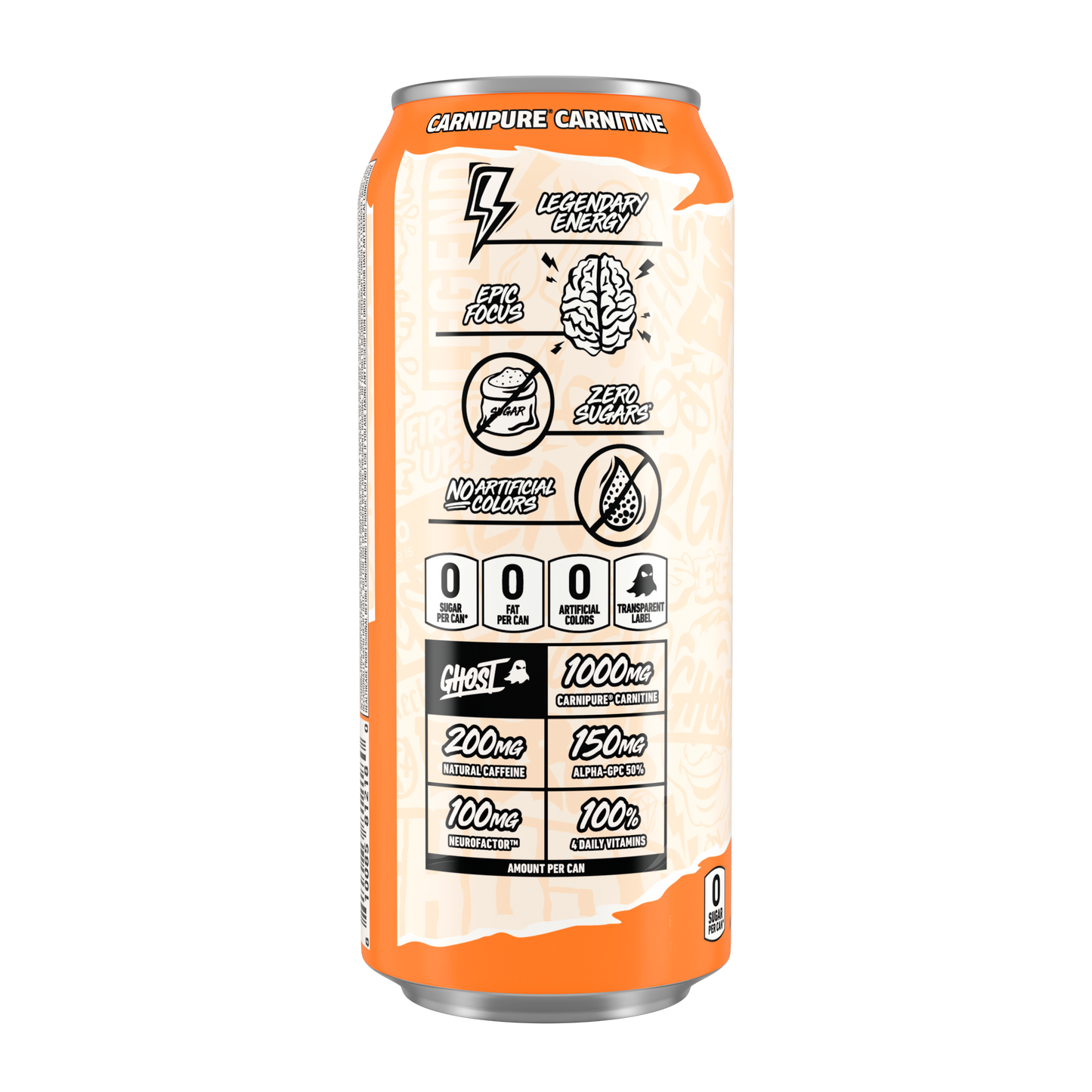 Ghost Zero Sugar Energy Drink, Orange Cream, 16 fl oz can