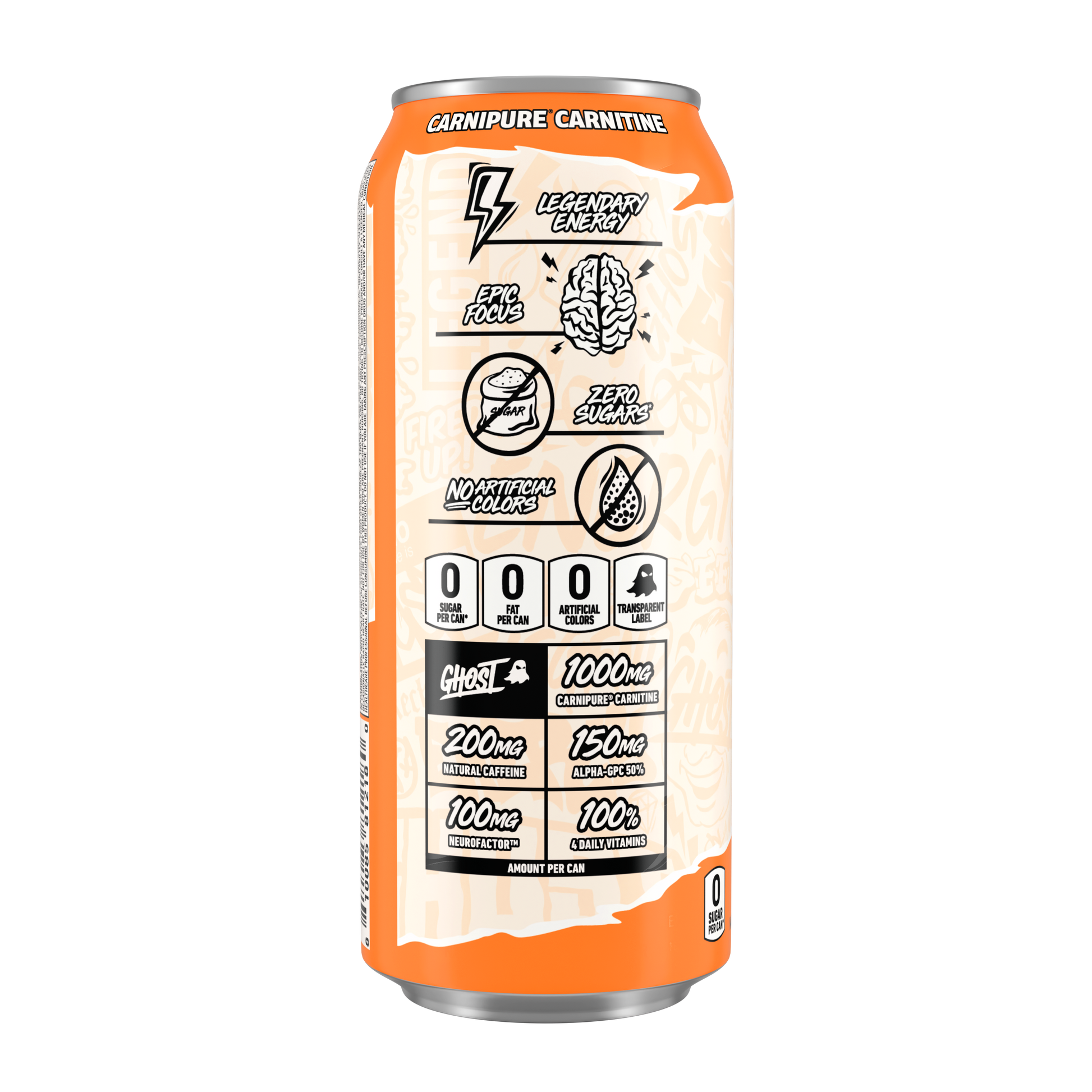 Ghost Zero Sugar Energy Drink, Orange Cream, 16 fl oz can