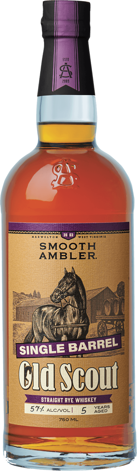 SMOOTH AMBLER STRAIGHT RYE WHISKEY OLD SCOUT RYE SINGLE BARREL CASK STRENGTH 3 YR 117 750ML