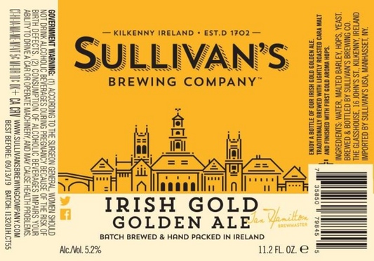 Sullivan's Irish Gold Golden Ale 24-Pack Cans 14.9oz