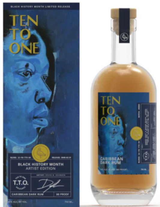 Ten To One Caribbean Dark Rum 86 Proof 750ML, A No-Sugar-Added Multi-Origin Blend Built for Complexity