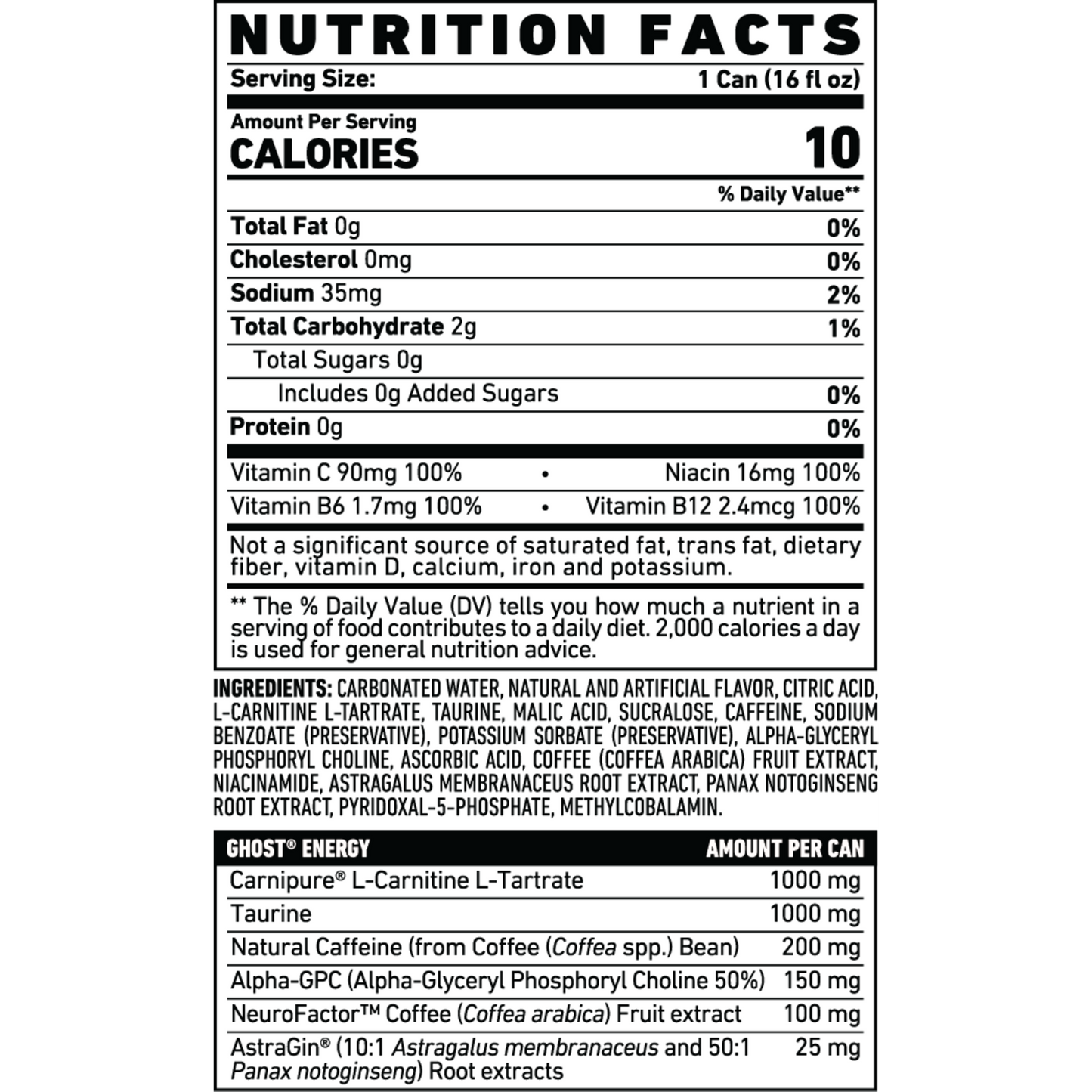 Ghost Zero Sugar Energy Drink, Cherry Limeade, 16 fl oz can