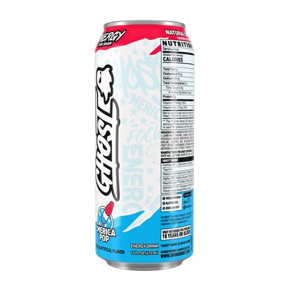 Ghost Zero Sugar Energy Drink, Merica Pop, 16 fl oz can