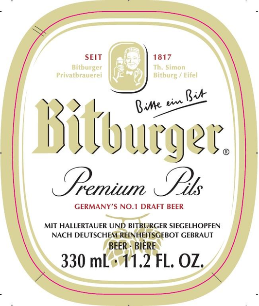 Bitburger Premium Pils 24-Pack 11.2oz, Germany's Most Famous Pilsner With Refined Herbal Hops