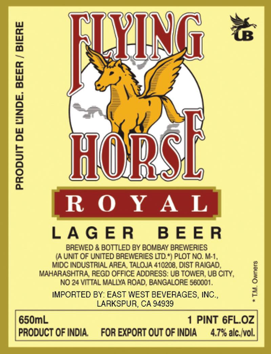 Flying Horse Royal Lager 12-Pack 22oz, India's Premium Full-Bodied Malty Lager
