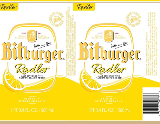 BITBURGER LEMON RADLER CANS 6/4PK 16.9 oz (24)