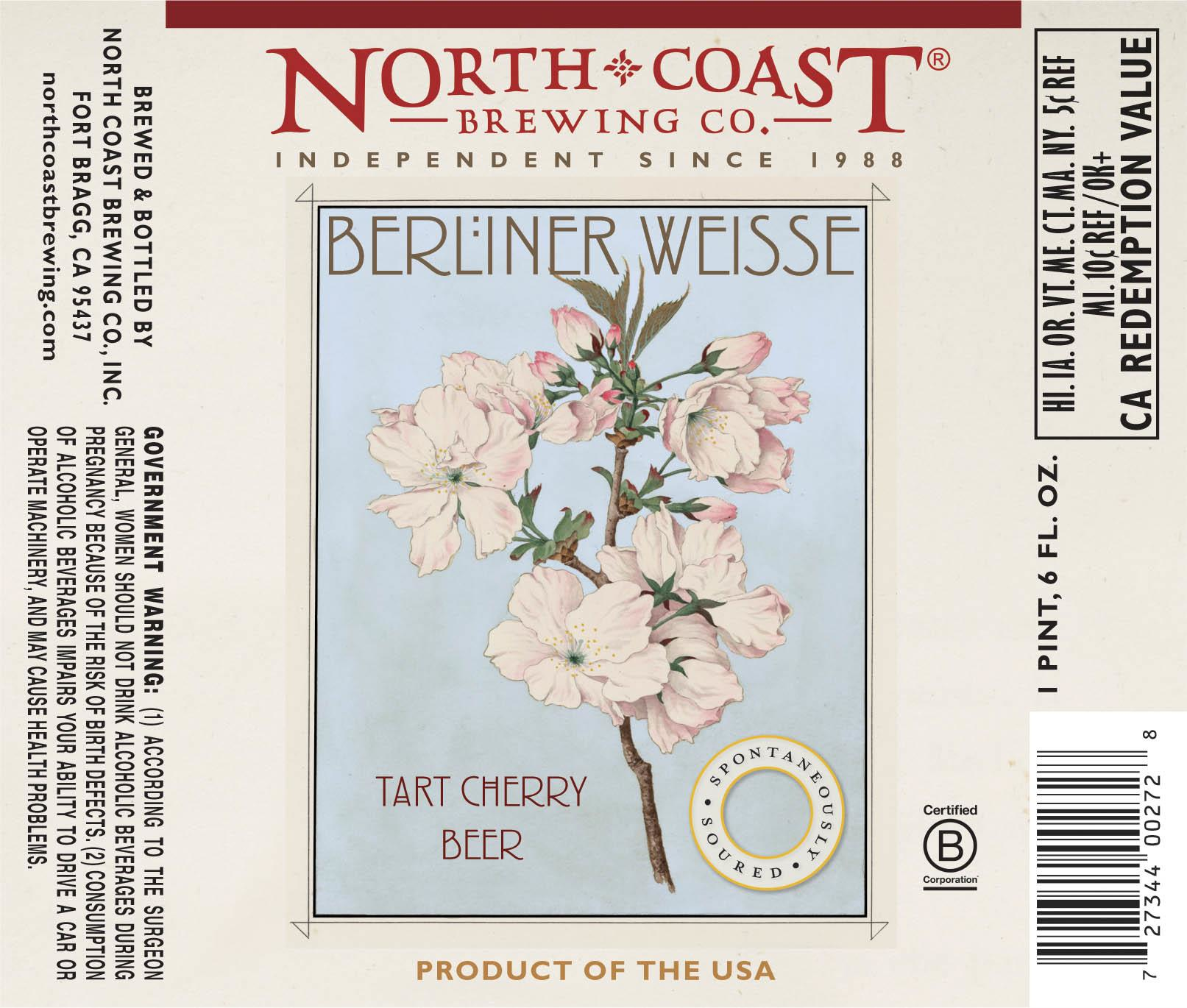 North Coast Tart Cherry Berliner Weisse, 24-pack 12 oz cans