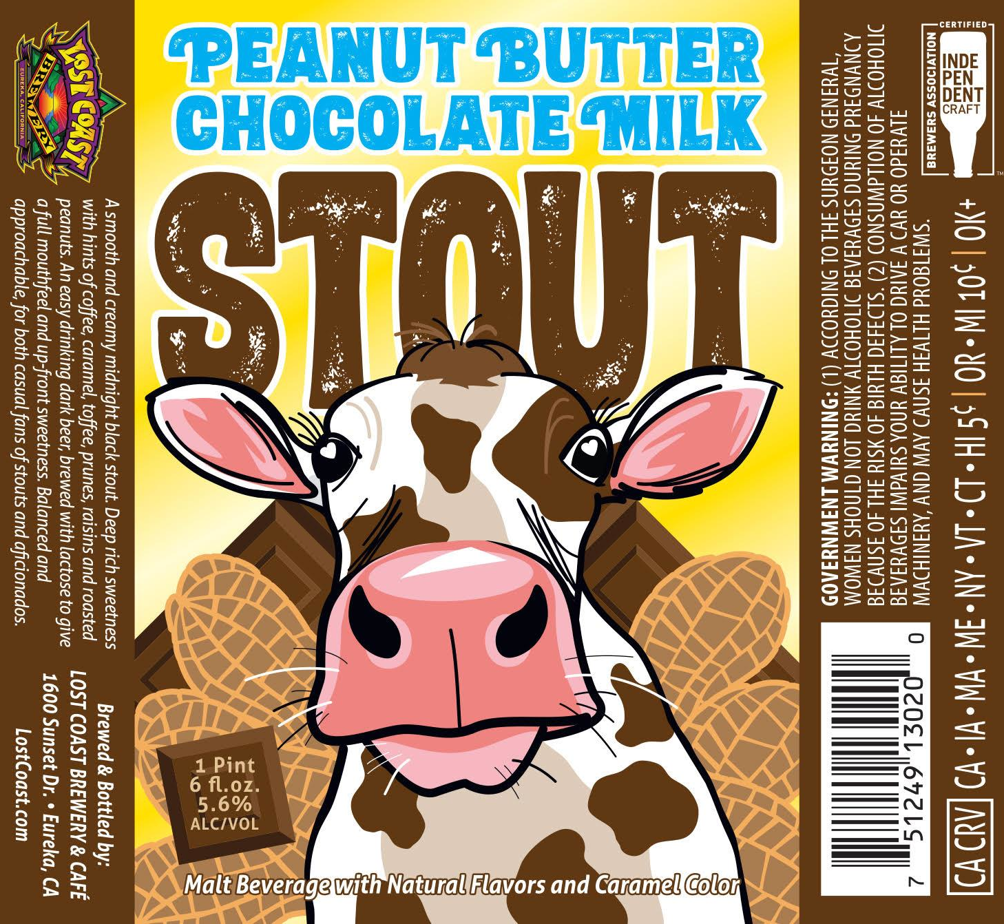 Lost Coast Peanut Butter Milk Stout, 24-pack 12 oz bottles