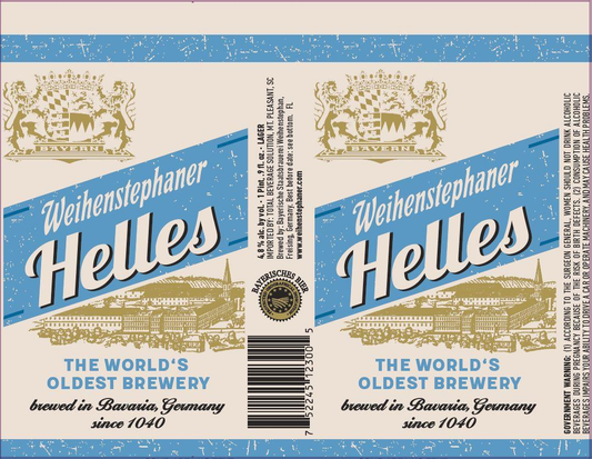 WEIHENSTEPHANER HELLES LAGER 6/4P CANS 16.9 oz (24)