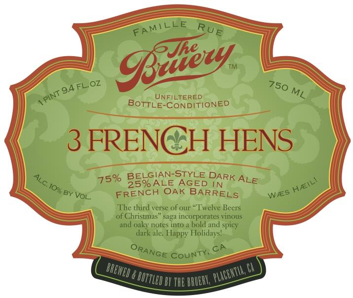 The Bruery 3 French Hens Belgian dark strong ale, 750 ml