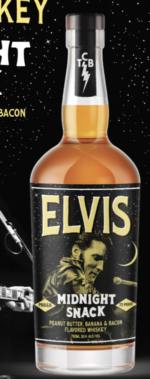 Elvis Midnight Snack Flavored Whiskey 750ML, Peanut Butter, Banana, and Bacon