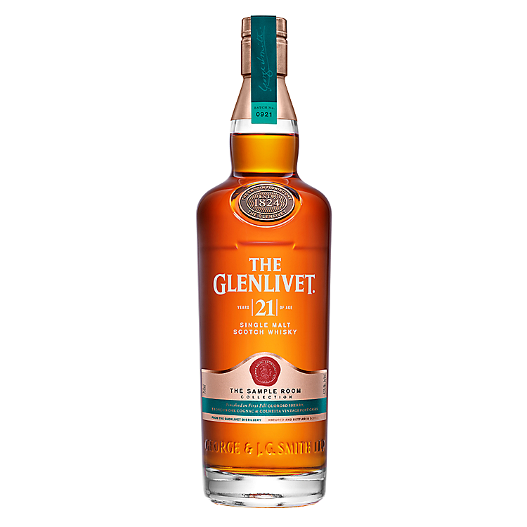 THE GLENLIVET SINGLE MALT SCOTCH THE SAMPLE ROOM COLLECTION 21 YR 86 WITH CARTON 750ML