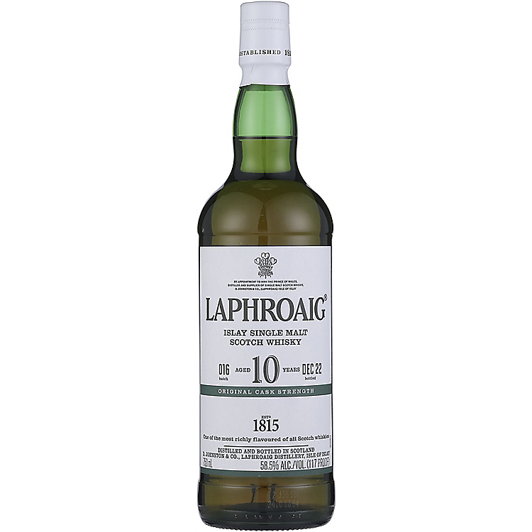 LAPHROAIG SINGLE MALT SCOTCH ORIGINAL CASK STRENGTH BATCH 016 10 YR 117 750ML