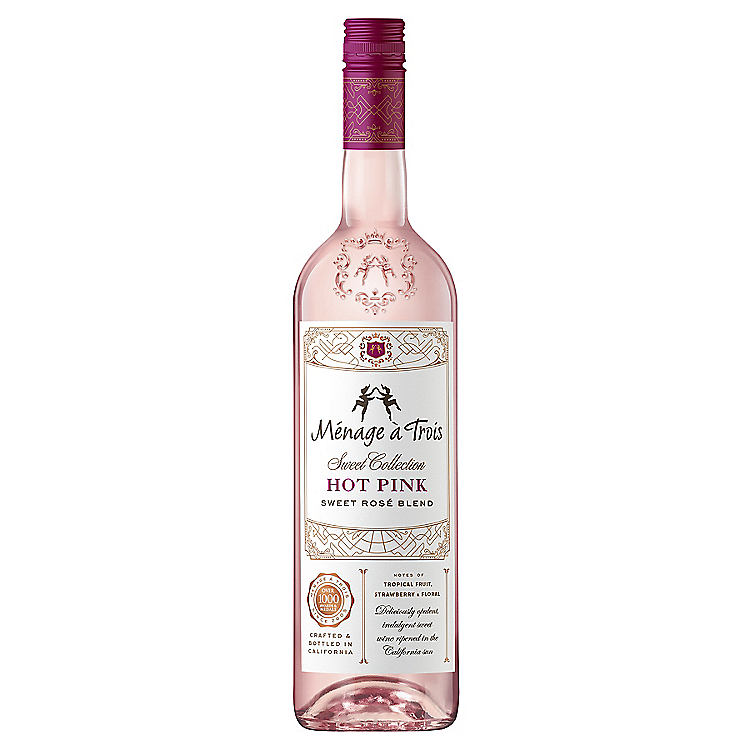 MENAGE A TROIS HOT PINK SWEET ROSE BLEND SWEET COLLECTION CALIFORNIA 750ML