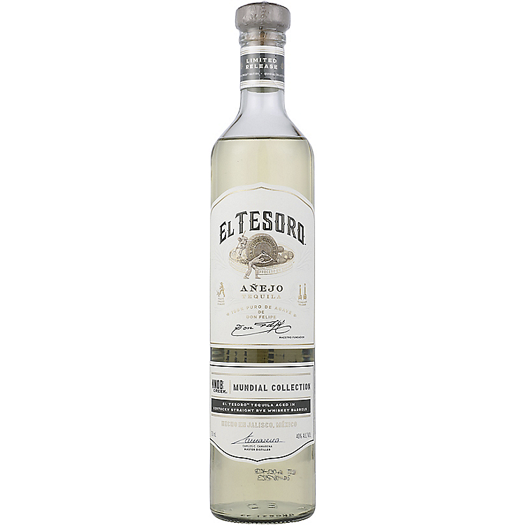 EL TESORO TEQUILA ANEJO MUNDIAL COLLECTION AGED IN KNOB CREEK EL TESORO KENTUCKY STRAIGHT RYE BARRELS 80 750ML