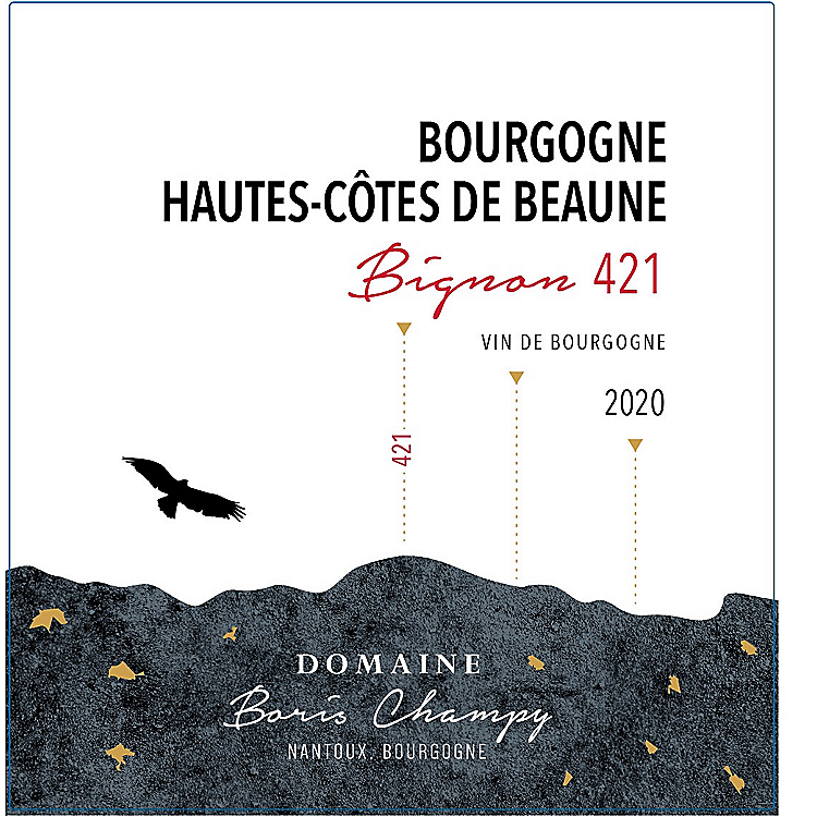 DOMAINE BORIS CHAMPY BOURGOGNE HAUTES COTES DE BEAUNE ROUGE EN BIGNON 421 2020 750ML