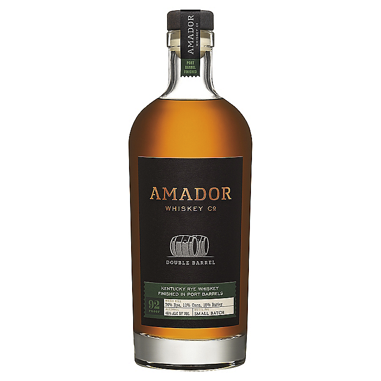 AMADOR WHISKEY CO. RYE WHISKEY DOUBLE BARREL PORT BARREL FINISHED 92 750ML