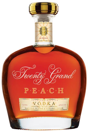 Twenty Grand Peach Vodka Infused With Cognac 750ML, Smooth Peach With a Cognac Soul